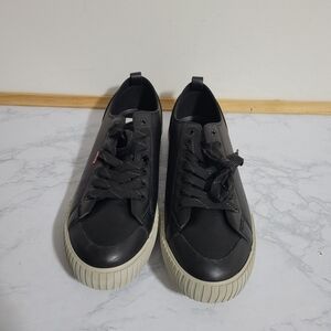 Men's Anikin Black Faux Leather Sneakers, Size 8, NEW